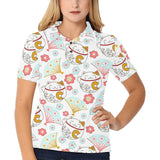Maneki neko cat fan sakura Women's All Over Print Polo Shirt