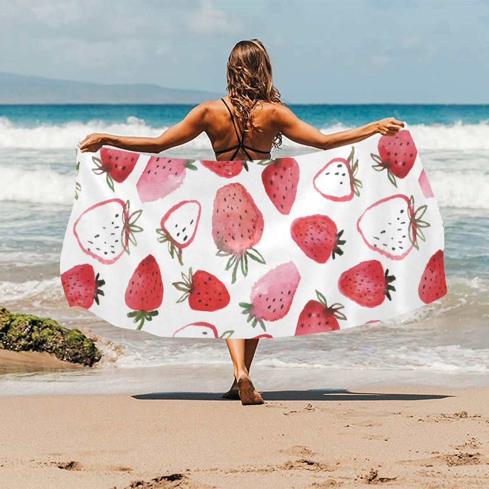 watercolor hand drawn beautiful strawberry pattern Beach Towel