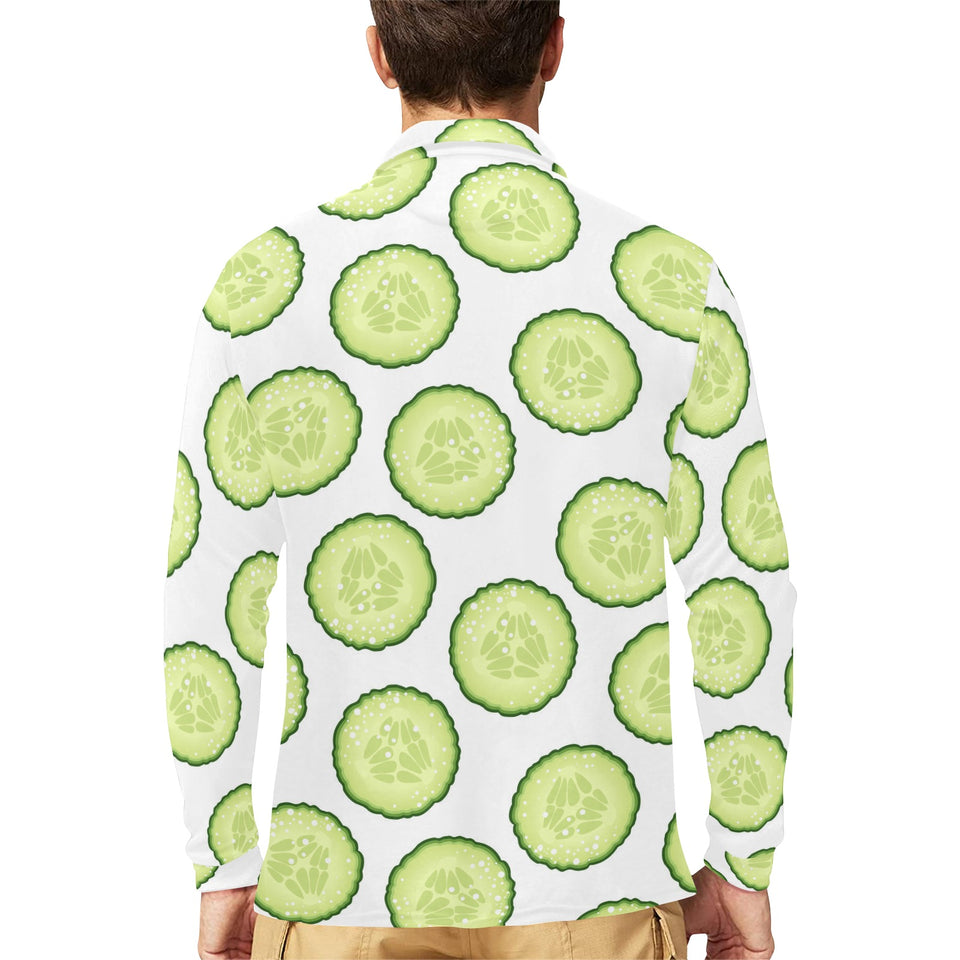 Cucumber slices pattern Men's Long Sleeve Polo Shirt
