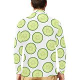 Cucumber slices pattern Men's Long Sleeve Polo Shirt