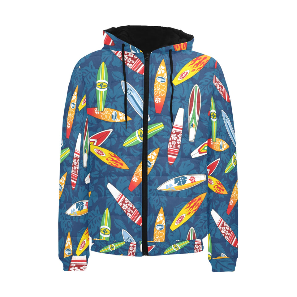Surfboard Pattern Print Design 01 Men's Padded Hooded Jacket