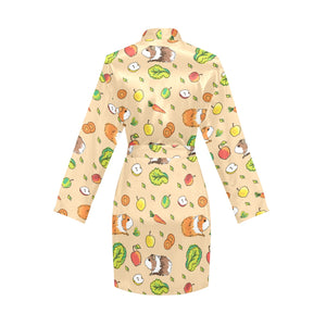 Guinea Pig Pattern Print Design 05 Women's Long Sleeve Belted Night Robe