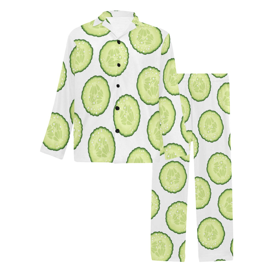 Cucumber slices pattern Men's Long Pajama Set