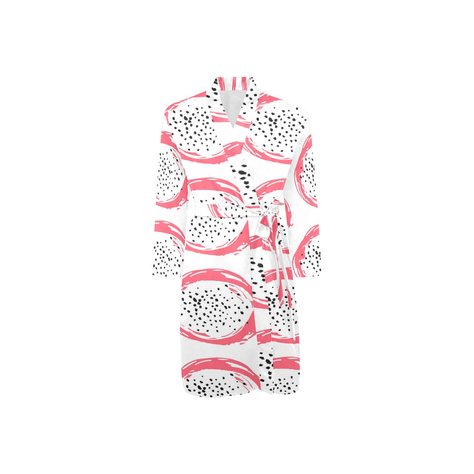 Hand drawn dragon fruit Men's Long Sleeve Belted Night Robe