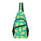 Pineapples pattern green background All Over Print Chest Bag