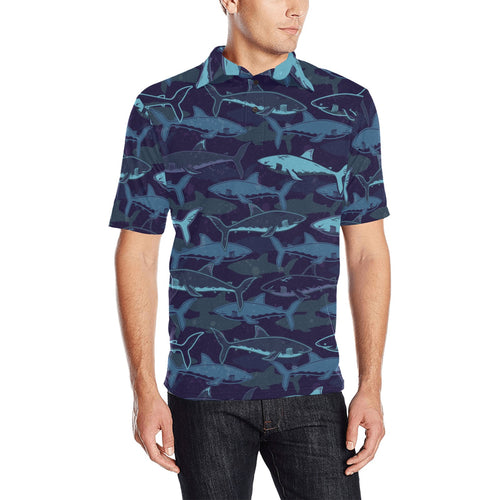 Shark pattern Men's All Over Print Polo Shirt