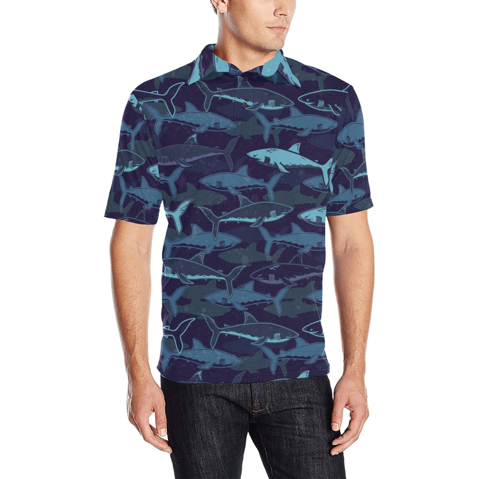Shark pattern Men's All Over Print Polo Shirt