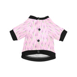 Lavender pattern pink background All Over Print Pet Dog Round Neck Fuzzy Shirt