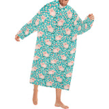 Pig Pattern Print Design 01 Blanket Robe with Sleeves