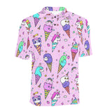 Cute ice cream cone animal pattern Men's All Over Print Polo Shirt