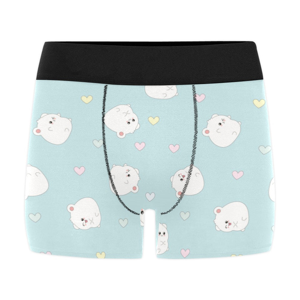 White cute hamsters heart pattern Men's All Over Print Boxer Briefs Men's Underwear