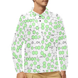 Chemistry Periodic Table Pattern Print Design 03 Men's Long Sleeve Polo Shirt