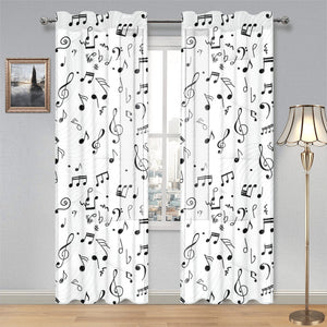 Music Notes Pattern Print Design 04 Gauze Curtain