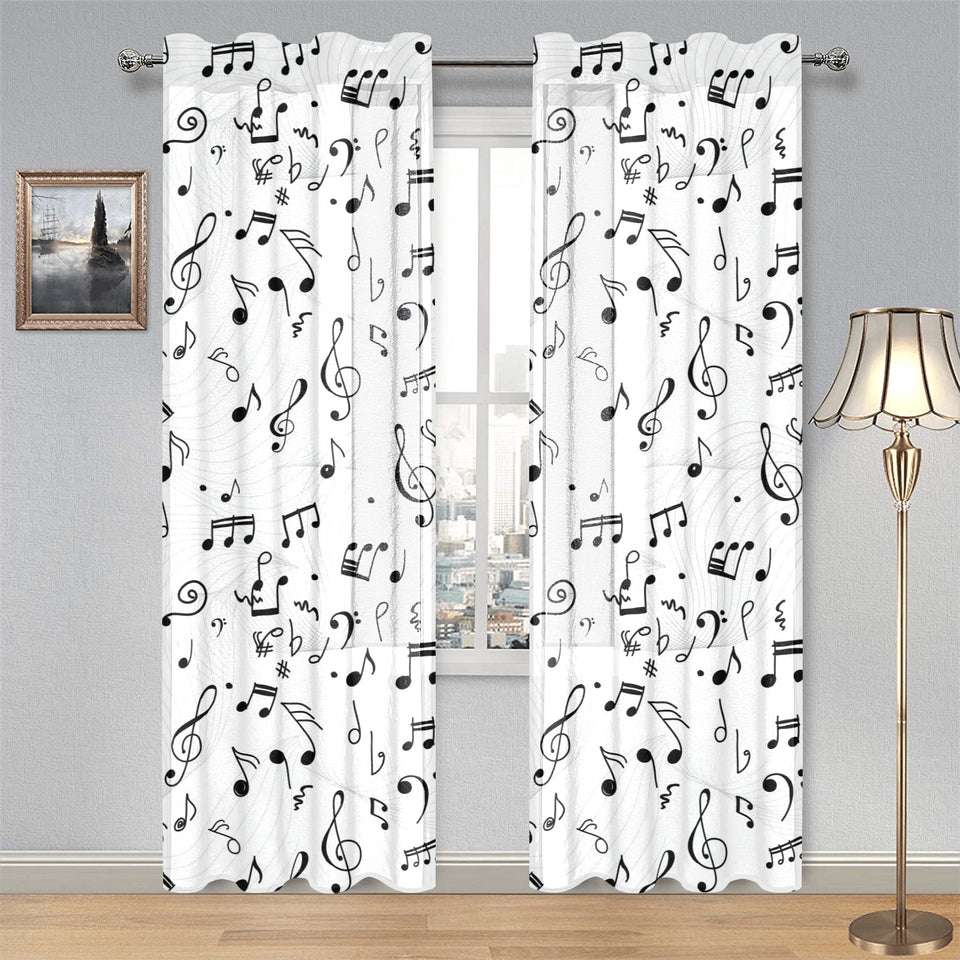 Music Notes Pattern Print Design 04 Gauze Curtain