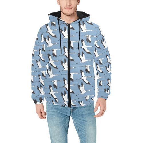 Seagull Pattern Print Design 04 Men's Padded Hooded Jacket