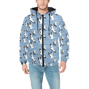 Seagull Pattern Print Design 04 Men's Padded Hooded Jacket