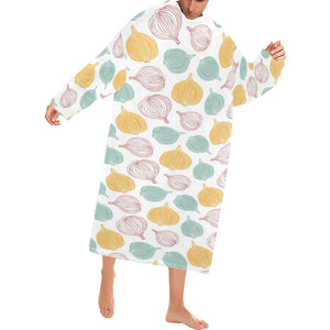 colorful onions white background Blanket Robe with Sleeves