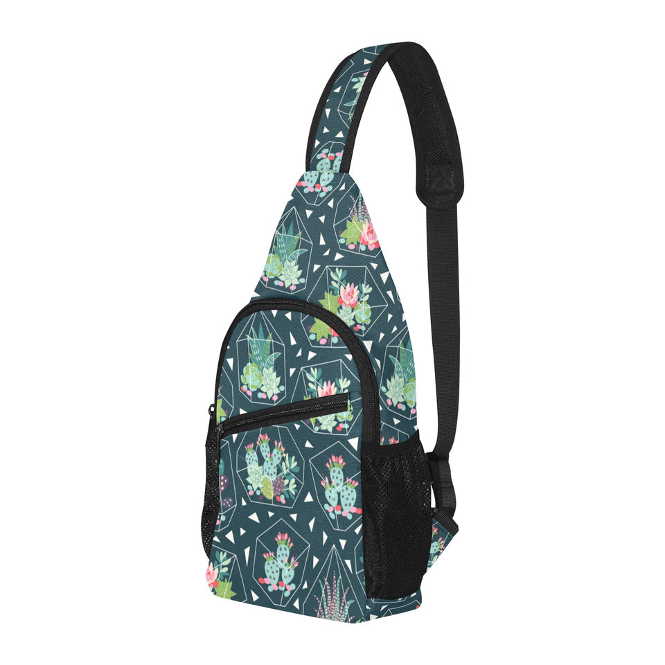 Cactus glass terrarium pattern All Over Print Chest Bag