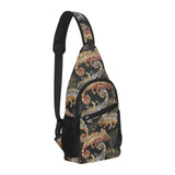 Chameleon lizard tropical leaves palm tree All Over Print Chest Bag