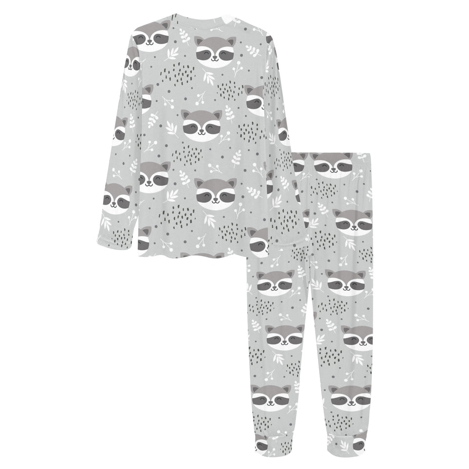Cute raccoons leaves dot Women's All Over Print Pajama Set