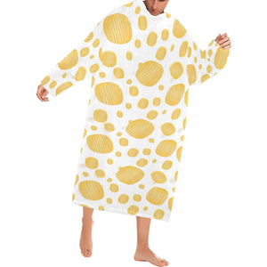 Potato Chips Pattern Print Design 03 Blanket Robe with Sleeves