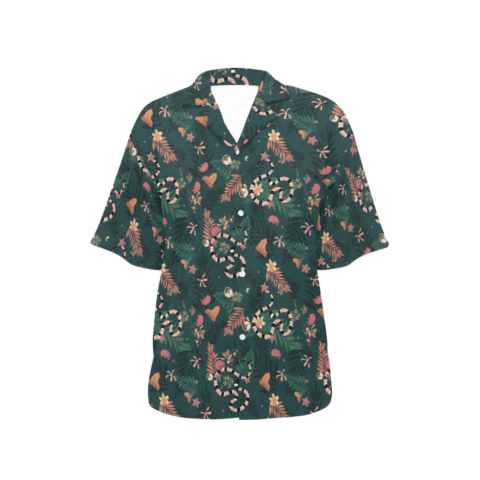Snake forest pattern Women's All Over Print Hawaiian Shirt