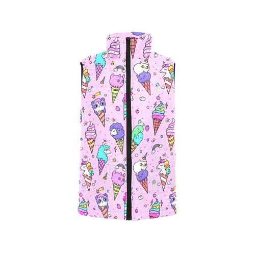 Cute ice cream cone animal pattern Men's Padded Vest