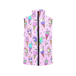 Cute ice cream cone animal pattern Men's Padded Vest