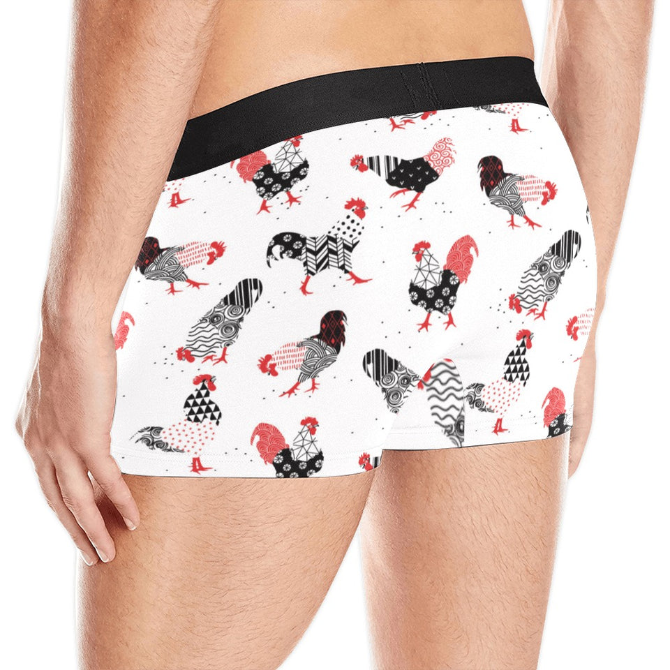 Cool rooster chicken cock floral ornament backgrou Men's All Over Print Boxer Briefs Men's Underwear