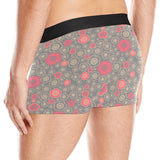 Red gold Sakura cherry blossom gray background Men's All Over Print Boxer Briefs Men's Underwear
