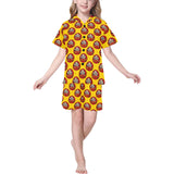 Daruma japanese wooden doll yellow background Kids' Boys' Girls' V-Neck Short Pajama Set