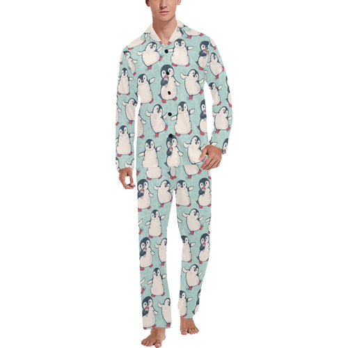 Cute Penguin pattern Men's Long Pajama Set