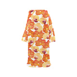 Orange yellow orchid flower pattern background Blanket Robe with Sleeves