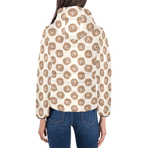 Lion Pattern Print Design 01 Women's Padded Hooded Jacket