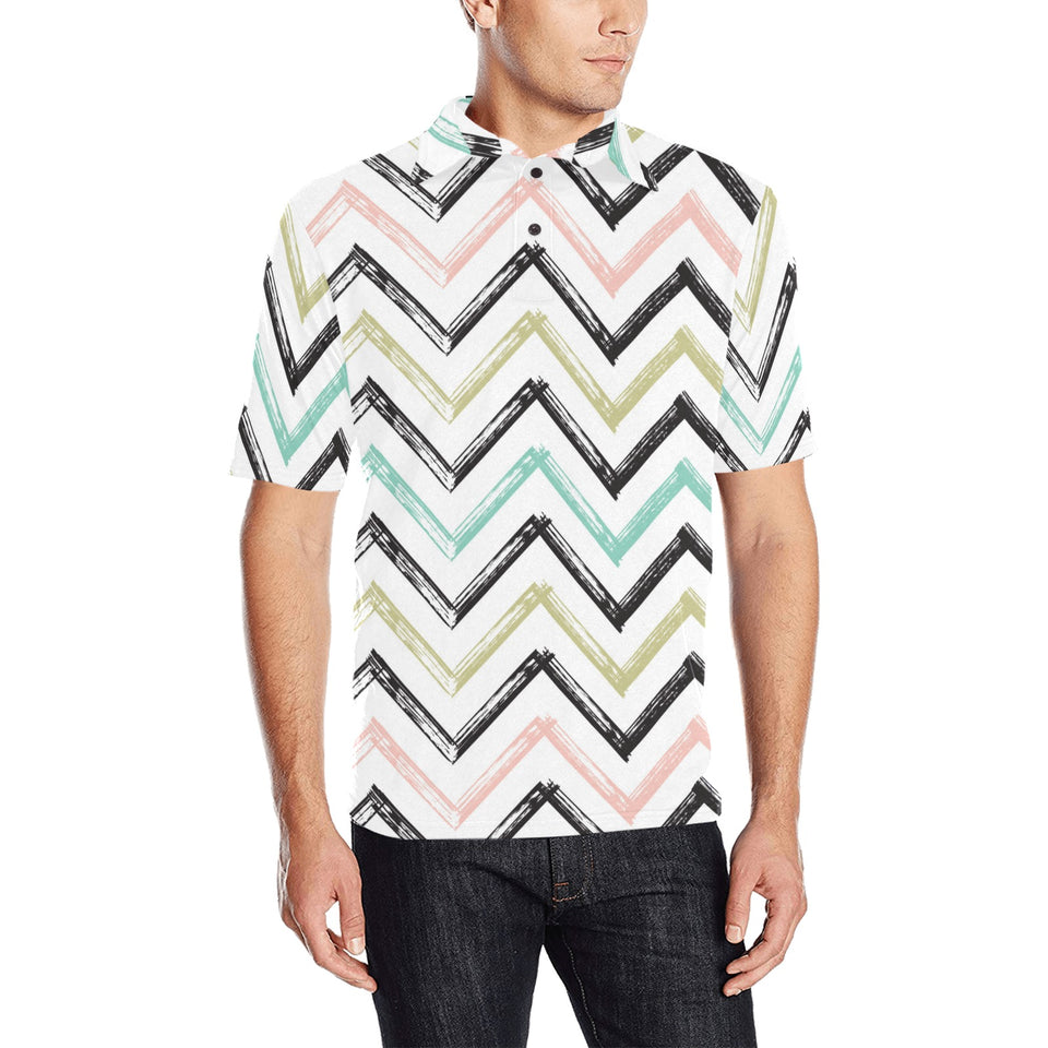 zigzag chevron paint pattern Men's All Over Print Polo Shirt