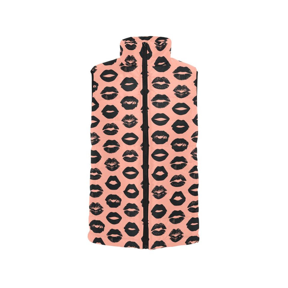 Lips Pattern Print Design 02 Women's Padded Vest