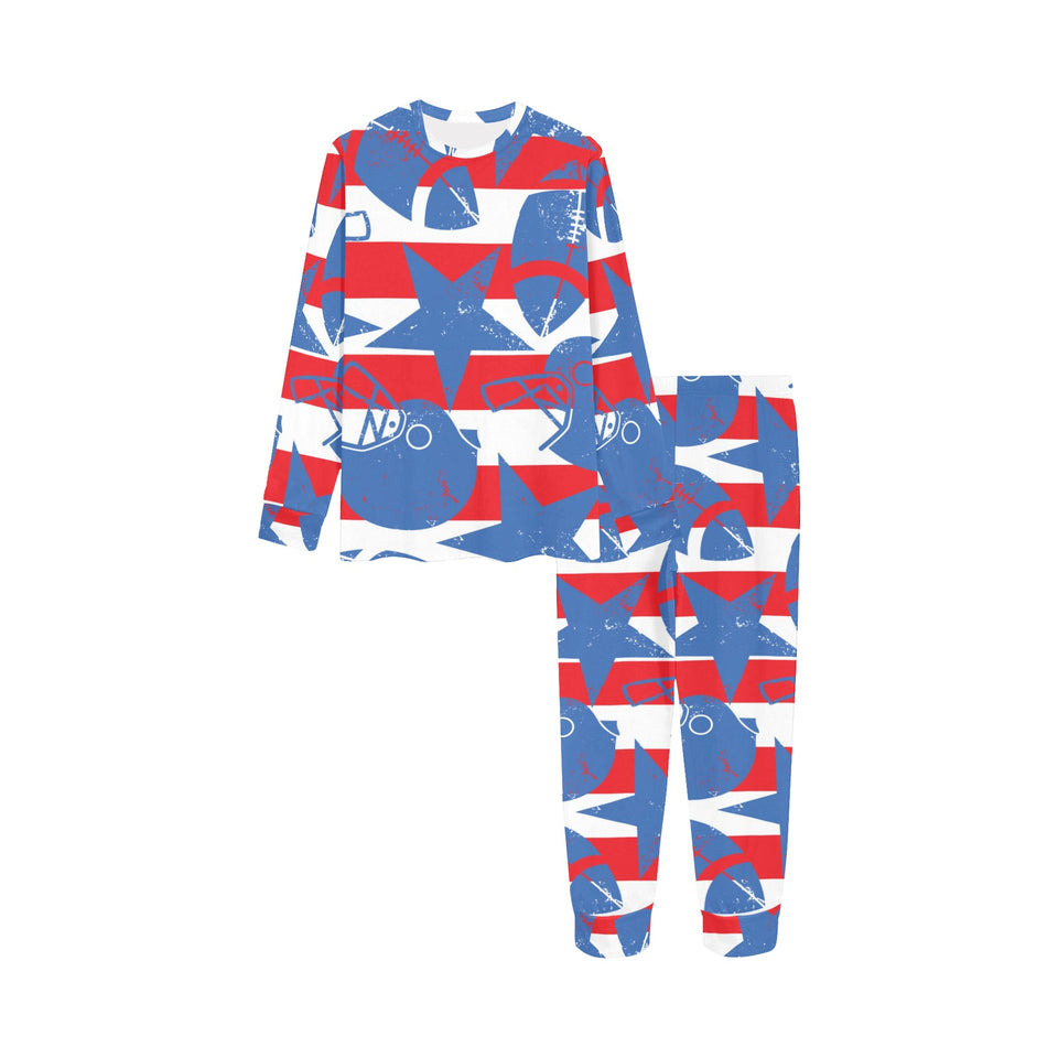 American football ball star stripes pattern Kids' Boys' Girls' All Over Print Pajama Set