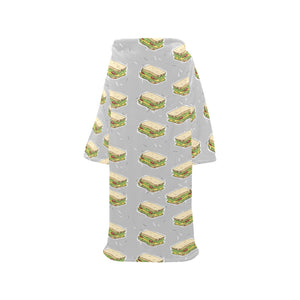 Sandwich Pattern Print Design 05 Blanket Robe with Sleeves