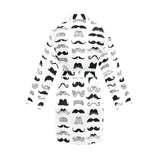 Mustache Beard Pattern Print Design 04 Women's Long Sleeve Belted Night Robe