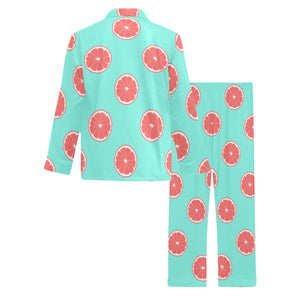 Grapefruit green background Men's Long Pajama Set
