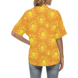 Sun orange background Women's All Over Print Hawaiian Shirt