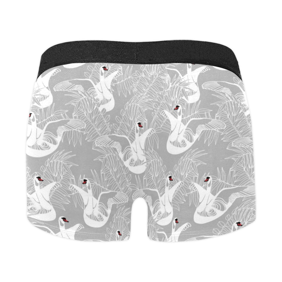 white swan gray background Men's All Over Print Boxer Briefs Men's Underwear