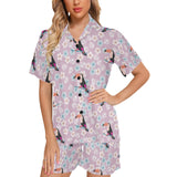 Beautiful toucan flower leaves Women's V-Neck Short Pajama Set