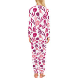 pink sketch tulip pattern Women's All Over Print Pajama Set