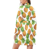 Pineapples design pattern Women's Long Sleeve Belted Night Robe
