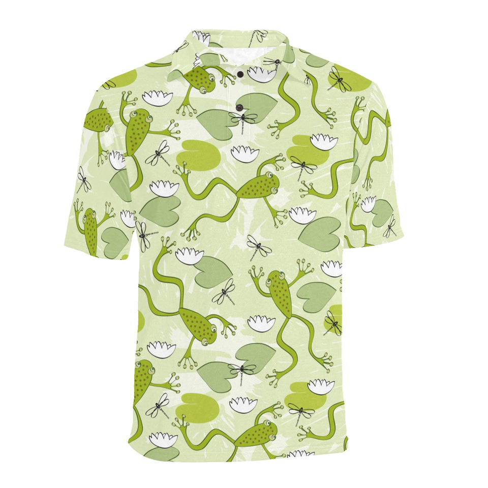 Cute frog dragonfly pattern Men's All Over Print Polo Shirt