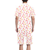 Giraffe Pattern Print Design 03 Men's V-Neck Short Pajama Set