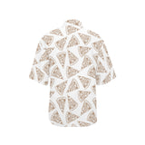 Hand drawn pizza pattern Women's All Over Print Hawaiian Shirt