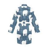 polar bear mother her child pattern Women's Long Sleeve Belted Night Robe