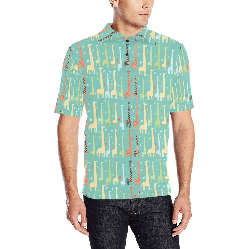 Giraffe Pattern Print Design 01 Men's All Over Print Polo Shirt